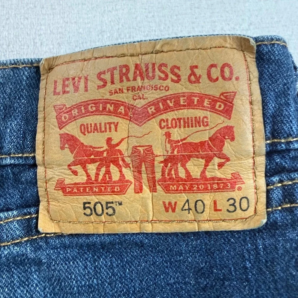 Levis 505 Regular Fit‎ Jeans Mens 40x30 Blue Denim Straight Leg Pants Classic